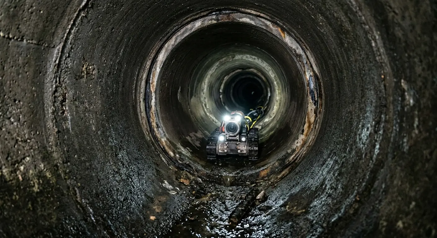 Robotic sewer camera inspecting pipe interior for Sewer Line Repair in Pomona